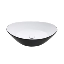 Cuba de Apoio para Banheiro Oval Louça Cerâmica Rutilo - Branco e Preto