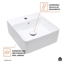 Cuba de Apoio para Banheiro Quadrada Louça Cerâmica Ágata Pingoo.casa - Branco
