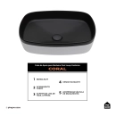 Cuba de Apoio para Banheiro Retangular Louça Cerâmica Coral - Preto e Branco