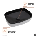 Cuba de Apoio para Banheiro Retangular Louça Cerâmica Coral - Preto e Branco