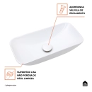 Cuba de Apoio para Banheiro Retangular Louça Cerâmica Serafinite - Branco