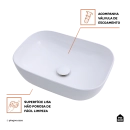 Cuba de Apoio para Banheiro Retangular Louça Cerâmica Adamita Pingoo.casa - Branco