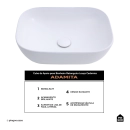 Cuba de Apoio para Banheiro Retangular Louça Cerâmica Adamita Pingoo.casa - Branco