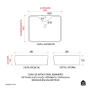 Cuba de Apoio para Banheiro Retangular Louça Cerâmica Cornalina Pingoo.casa - Branco