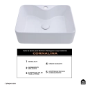 Cuba de Apoio para Banheiro Retangular Louça Cerâmica Cornalina Pingoo.casa - Branco