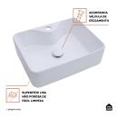 Cuba de Apoio para Banheiro Retangular Louça Cerâmica Cornalina Pingoo.casa - Branco