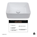 Cuba de Apoio para Banheiro Retangular Louça Cerâmica Galena Pingoo.casa - Branco