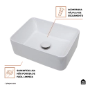 Cuba de Apoio para Banheiro Retangular Louça Cerâmica Galena Pingoo.casa - Branco