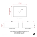 Cuba de Apoio para Banheiro Retangular Louça Cerâmica Galena Pingoo.casa - Branco