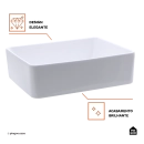 Cuba de Apoio para Banheiro Retangular Louça Cerâmica Hematita Pingoo.casa - Branco