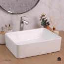 Cuba de Apoio para Banheiro Retangular Louça Cerâmica Hematita Pingoo.casa - Branco