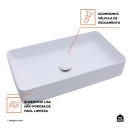 Cuba de Apoio para Banheiro Retangular Louça Cerâmica Roselita Pingoo.casa - Branco