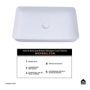 Cuba de Apoio para Banheiro Retangular Louça Cerâmica Roselita Pingoo.casa - Branco