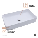 Cuba de Apoio para Banheiro Retangular Louça Cerâmica Roselita Pingoo.casa - Branco