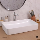 Cuba de Apoio para Banheiro Retangular Louça Cerâmica Roselita Pingoo.casa - Branco