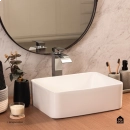 Cuba de Apoio para Banheiro Sem Válvula Retangular Louça Cerâmica Galena Pingoo.casa - Branco