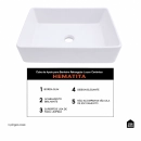 Cuba de Apoio para Banheiro Sem Válvula Retangular Louça Cerâmica Hematita Pingoo.casa - Branco