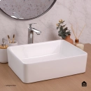 Cuba de Apoio para Banheiro Sem Válvula Retangular Louça Cerâmica Hematita Pingoo.casa - Branco