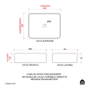 Cuba de Apoio para Banheiro Sem Válvula Retangular Louça Cerâmica Hematita Pingoo.casa - Branco