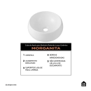 Cuba de Apoio Redonda Sem Válvula para Banheiro Louça Cerâmica 41cm Morganita Pingoo.casa - Branco