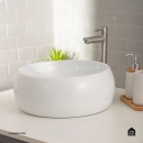 Cuba de Apoio Redonda Sem Válvula para Banheiro Louça Cerâmica 41cm Morganita Pingoo.casa - Branco