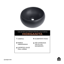 Cuba de Apoio Redonda Sem Válvula para Banheiro Louça Cerâmica 41cm Morganita Pingoo.casa - Preto