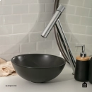 Cuba de Apoio Redonda Slim Sem Válvula para Banheiro Louça Cerâmica 28,5cm Calcedônia Pingoo.casa - Preto Fosco