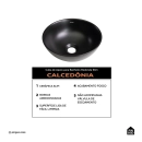 Cuba de Apoio Redonda Slim Sem Válvula para Banheiro Louça Cerâmica 28,5cm Calcedônia Pingoo.casa - Preto Fosco