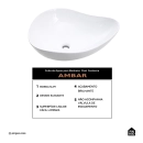 Cuba de Apoio Sem Válvula para Banheiro Oval Louça Cerâmica Ambar - Branco