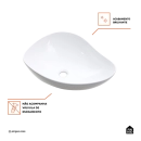 Cuba de Apoio Sem Válvula para Banheiro Oval Louça Cerâmica Ambar - Branco