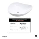 Cuba de Apoio Sem Válvula para Banheiro Oval Louça Cerâmica Ambar - Branco