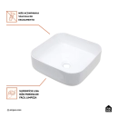 Cuba de Apoio Sem Válvula para Banheiro Quadrada Louça Cerâmica Lazulita Pingoo.casa - Branco