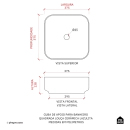 Cuba de Apoio Sem Válvula para Banheiro Quadrada Louça Cerâmica Lazulita Pingoo.casa - Branco