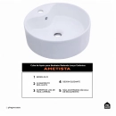 Cuba de Apoio Sem Válvula para Banheiro Redonda Louça Cerâmica Ametista Pingoo.casa - Branco