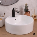 Cuba de Apoio Sem Válvula para Banheiro Redonda Louça Cerâmica Ametista Pingoo.casa - Branco