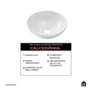 Cuba De Apoio Sem Válvula Para Banheiro Redonda Slim Cerâmica Calcedônia Pingoo.Casa - Branco