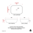 Cuba de Apoio Sem Válvula para Banheiro Retangular Louça Cerâmica Adamita Pingoo.casa - Branco