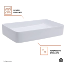 Cuba de Apoio Sem Válvula para Banheiro Retangular Louça Cerâmica Roselita Pingoo.casa - Branco