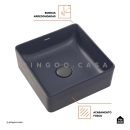 Cuba de Apoio Slim Quadrada para Banheiro Louça Cerâmica 31,5x31cm Crisoprásio Cinza Fosco