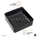 Cuba de Apoio Slim Quadrada para Banheiro Louça Cerâmica 31,5x31cm Crisoprásio Preto Fosco