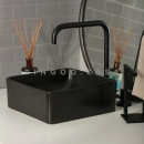 Cuba de Apoio Slim Quadrada para Banheiro Louça Cerâmica 31,5x31cm Crisoprásio Preto Fosco