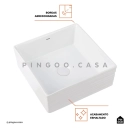 Cuba de Apoio Slim Quadrada para Banheiro Louça Cerâmica 38x37,5cm Larimar Branco