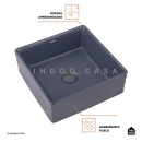 Cuba de Apoio Slim Quadrada para Banheiro Louça Cerâmica 38x37,5cm Larimar Cinza Fosco