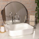 Cuba de Apoio Slim Retangular para Banheiro Louça Cerâmica 50,5x39,5cm Fluorita Branco
