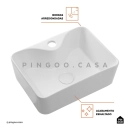 Cuba de Apoio Slim Retangular para Banheiro Louça Cerâmica 30x40cm Cornalina Pingoo.casa - Branco