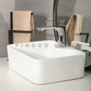 Cuba de Apoio Slim Retangular para Banheiro Louça Cerâmica 30x40cm Cornalina Pingoo.casa - Branco