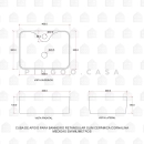 Cuba de Apoio Slim Retangular para Banheiro Louça Cerâmica 40x30cm Cornalina Preto Fosco