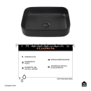 Cuba de Apoio Slim Retangular para Banheiro Louça Cerâmica 50,5x39,5cm Fluorita Preto Fosco