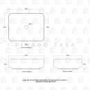 Cuba de Apoio Slim Retangular para Banheiro Louça Cerâmica 50,5x39,5cm Fluorita Preto Fosco