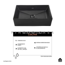 Cuba de Apoio Slim Retangular para Banheiro Louça Cerâmica 60x37,5cm Lolita Preto Fosco